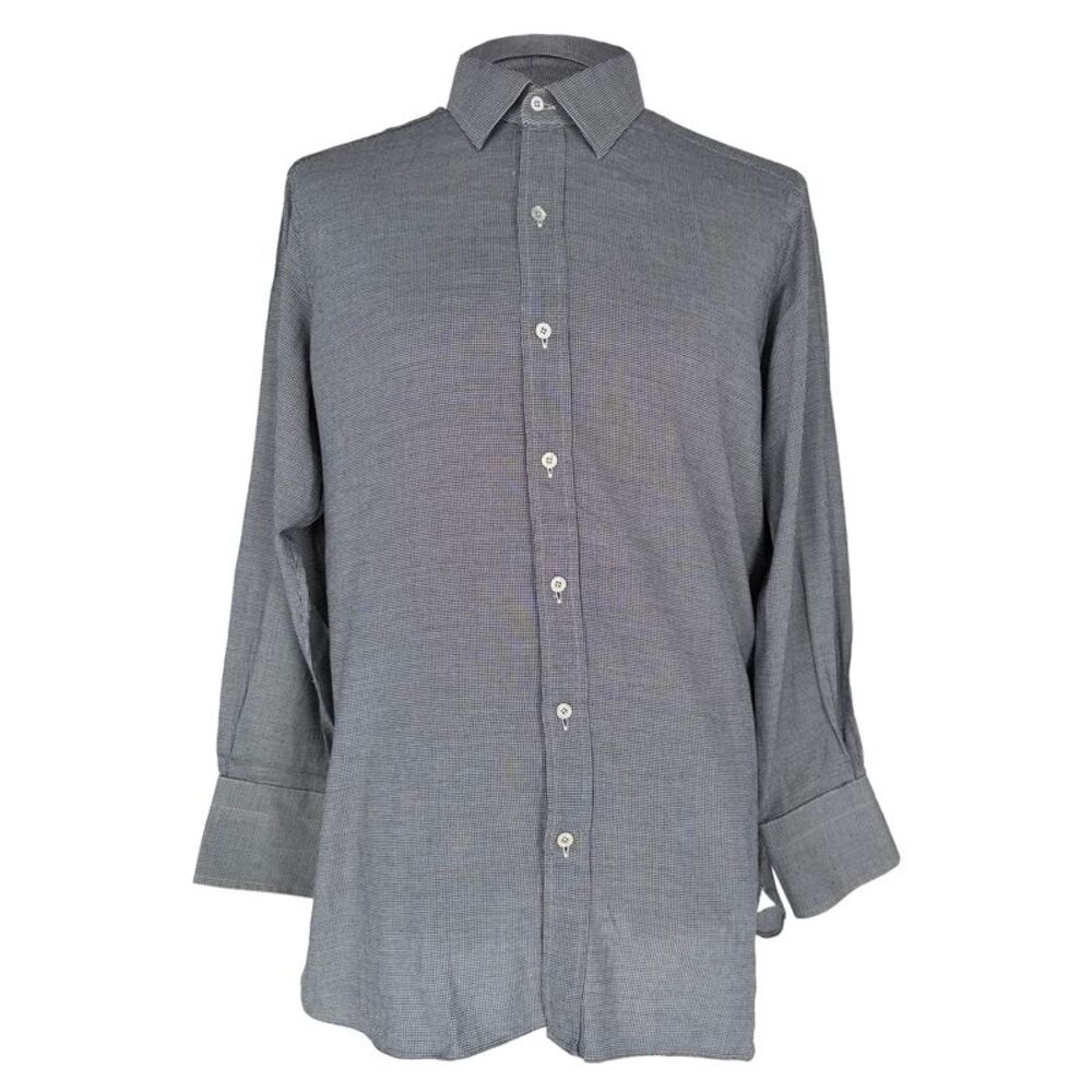Tom Ford Tweed Button-Down Shirt in Grey Cotton